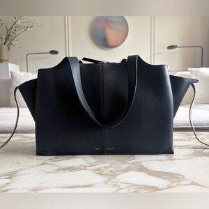 Authentic Celine Trifold Medium Navy Blue Smooth Calfskin